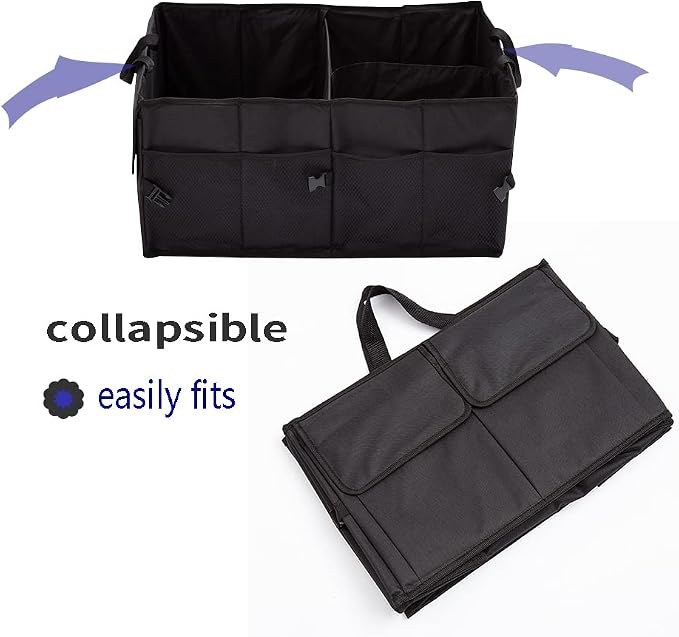 Trunk Organizer Car Basket Storage Tote Organizer Small Black Collapsible Snack Bins for Car SUV Sedan