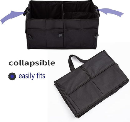 Trunk Organizer Car Basket Storage Tote Organizer Small Black Collapsible Snack Bins for Car SUV Sedan