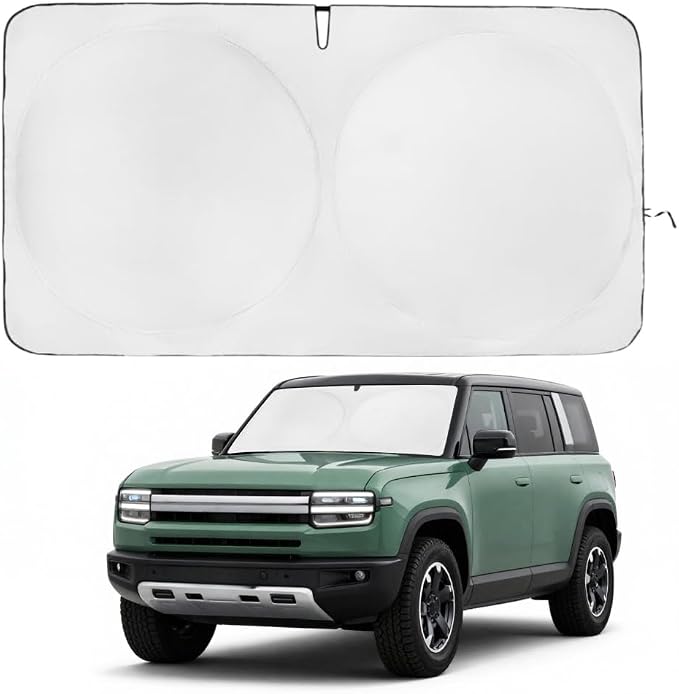 Windshield Sun Shade | Compatible for Rivian R1S (2022-2026) | Certified 99.87% UVB & 99.02% UVA Car Sun Shade. Award Winning Sunshade - Patented Technology | Car Shades by Kinder Fluff