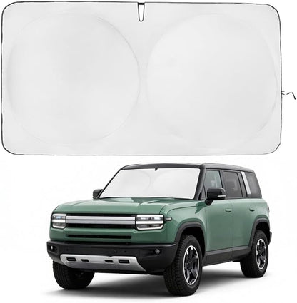 Windshield Sun Shade | Compatible for Rivian R1S (2022-2026) | Certified 99.87% UVB & 99.02% UVA Car Sun Shade. Award Winning Sunshade - Patented Technology | Car Shades by Kinder Fluff