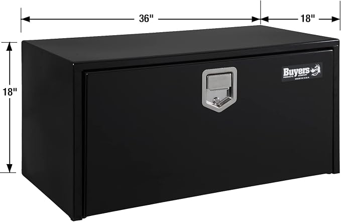 Buyers Products 1702105 Steel Underbody Truck Tool Box 18 x 18 x 36 Inch, Black Powder-Coated 14 Ga Steel, Locking Stainless Paddle Latch, Drop Door, Weather-Resistant, Made in USA