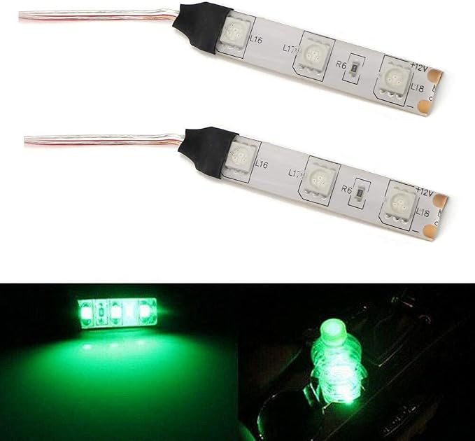 iJDMTOY 3-SMD LED Cup Holder, Glove Box, Ashtray Accent Lighting Strip Lights, Emerald Green