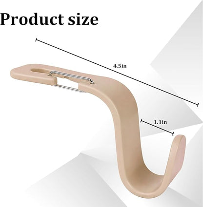 4PCS Car Seat Headrest Hook, Multi-Purpose Seat Back Hanger Purse Bag Handbag Organizer, Auto Interior Backseat Storage Hook Holder for Coat Hat Grocery Umbrella, Universal Fit (Beige)