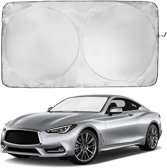 Windshield Sun Shade | Compatible for Infiniti QX60 (2014-2021) | Certified 99.87% UVB & 99.02% UVA Car Sun Shade. Award Winning Sunshade - Patented Technology | Car Shades by Kinder Fluff