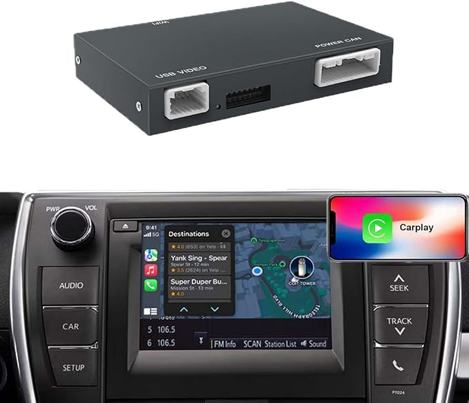 Carplay Android Auto Adapter Wireless Carplay Retrofit Kit Decoder for Toyota Touch2 & Entune2.0 2014-2019 Fit for Corolla/Prius/RAV4/Highlander/Sienna/Tacoma/Yaris/CH-R/Avalon/Tundra/Verso/Camry