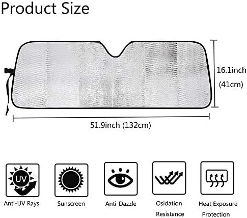 Big Hippo Windshield Sun Shade Car Sun Shade for 2007-2024 Wrangler Rubicon Sahara TJ JK JKU 2 & 4 Door-Sun Visor Protector Blocks UV Rays Windshield Sunshade, Blue
