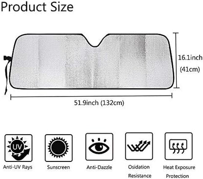 Big Hippo Windshield Sun Shade Car Sun Shade for 2007-2024 Wrangler Rubicon Sahara TJ JK JKU 2 & 4 Door-Sun Visor Protector Blocks UV Rays Windshield Sunshade, Blue