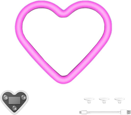 Romantic Heart-Shaped Car LED Ambient Light - Solar & Type-C Powered, 5 Lighting Modes, Universal Fit, for Women (Pink)