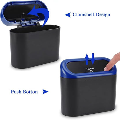 Accmor Car Trash Can with Lid, Waterproof Vehicle Trash Bin Car Dustbin Garbage Organizer Storage, 2 Pack Mini Garbage Bin Trash Container for Auto Cars, Home, Office