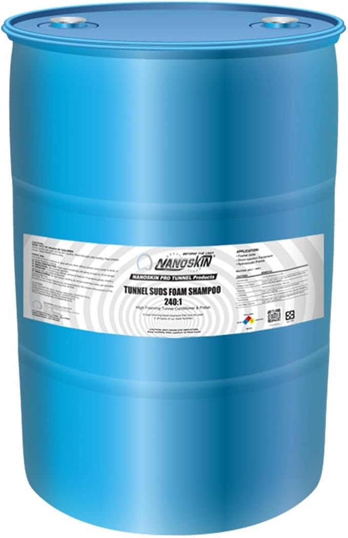 Nanoskin Tunnel Suds High-Foaming Shampoo – 30 Gallons, 240:1 Dilution, Concentrated High-Foaming Soap for Car Wash Tunnels, Automatic Wash Systems, and Foam Cannons