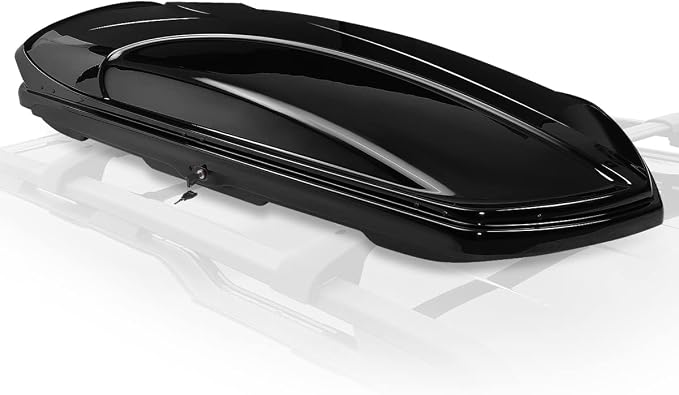Auto Dynasty Hard Shell Roof Top Mount Car Storage Travel Luggage Box Cargo Carrier with Security Keys, 80 (L) x 30 (W) x 13 (H) Inches, Capacity 110 Pounds, 15 Cubic Feet (Tool-Free Install), Glossy