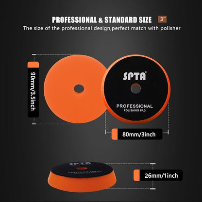 SPTA T40 Orange Medium-Cut Polishing Pads, 1Pc 5.5 Inch Face for 5 Inch 125mm Backing Plate Compound Buffing Sponge Pads for Car Buffer Polisher Compounding, Polishing and Waxing -FPBFS5O