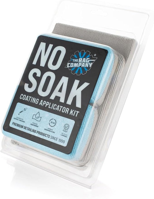 The Rag Company - No Soak Coating Applicator Kit - Microfiber Coating Sponges with Soak Barrier Plus 3 Scratchless and Edgeless 70/30 Blend Microfiber Towels for Buffing/Leveling Coatings