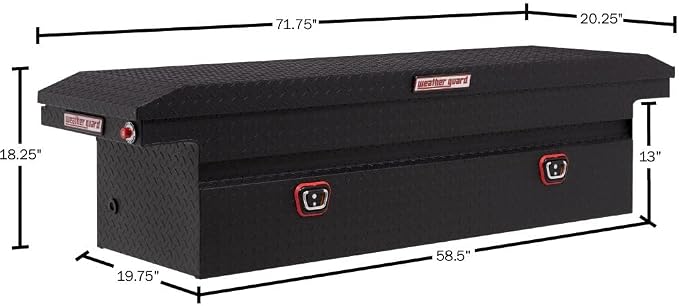 Weather Guard Saddle Truck Tool Box Aluminum Full Low Profile Textured Matte Black 10.2 Cu Ft
