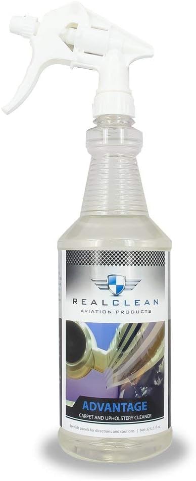 RealClean Aircraft Cleaning Supplies/Interior cleaning supplies/Advantage Aircraft Carpet & Upholstery Cleaner and Stain Remover Aviation Products- 32OZ Spray Bottle