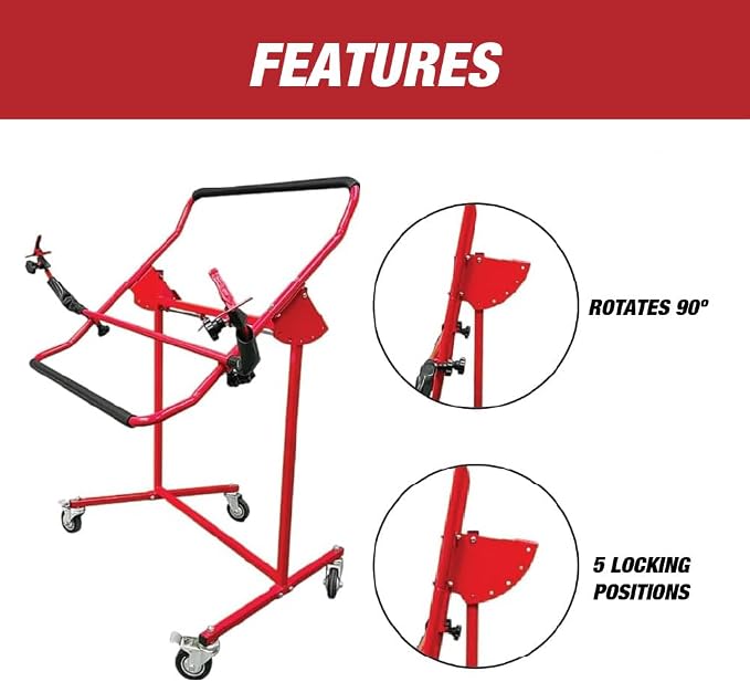LAUCO Adjustable Bumper Repair Stand, Securely Holds Plastic Car Bumper Covers for Automotive Bodyshop Repair Multiple Angles 5 Locking Positions, Paint Bodywork, Wheels Sand, Prep, Spray Primer 08044