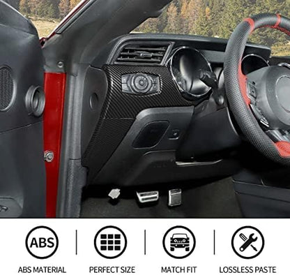 CheroCar for Mustang Center Console Dashboard Panel Trim Cover Kit Meter Frame Interior Decoration Accessories for Ford Mustang 2015-2022 (Carbon Fiber)