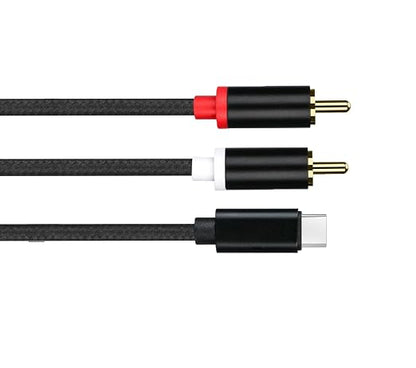 USB C to RCA Cable Audio Auxiliary Adapter, Stereo Y Splitter Adapter for Select Ideal for Powering Cars, Speakers, etc. （6.6 Feet）