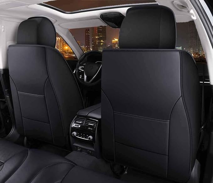 Comfortable Leather Auto Car Seat Covers 5 Seats Full Set Universal Fit (Black & Green)