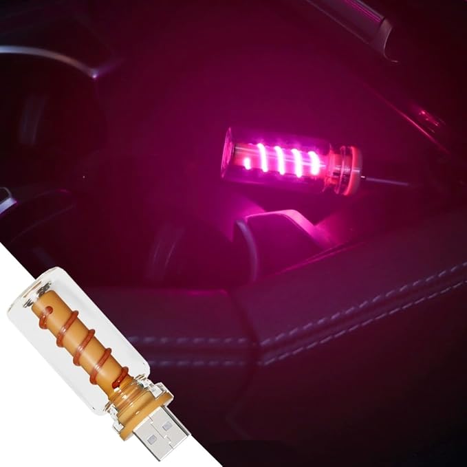 Touch Control Car Atmosphere Light, USB Lights Portable Mini Glass Bottle LED Bulb Night Lights, USE for Vehicle Bedroom Camping Decoration - Pink