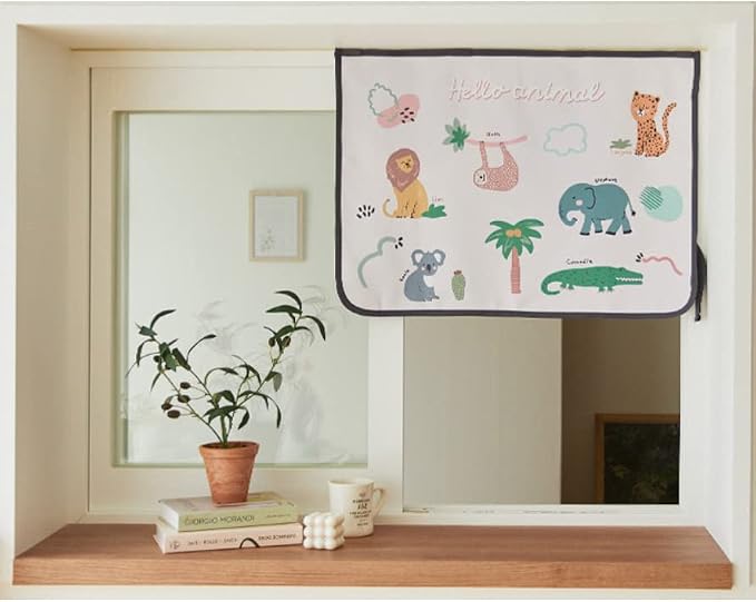 Magnetic Car Sun Shade Curtain for Side Window – Sun Blocker and UV Protector for Baby, Kids, and Pets – Universal Fit with Built-in Magnets for Steel-Framed Door (Animal Friends)