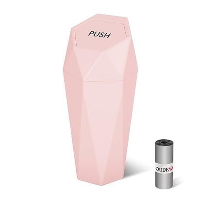 Car Trash Can with Lid - 1-Pack, Interior Accessories for Vehicles, Leakproof Garbage Can with 15 Detachable Trash Bags, Multipurpose Organizers and Storage Solutions for Home and Office (Pink)