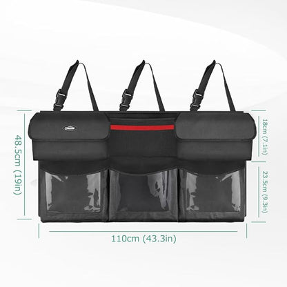 Oasser Trunk Organizer for Car, Hanging Car Organizer with 6 Large Pockets 3 Adjustable Straps 43.3x19 Inch