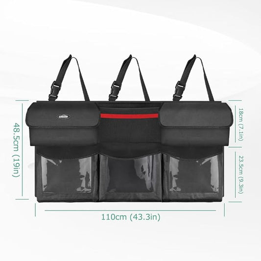 Oasser Trunk Organizer for Car, Hanging Car Organizer with 6 Large Pockets 3 Adjustable Straps 43.3x19 Inch