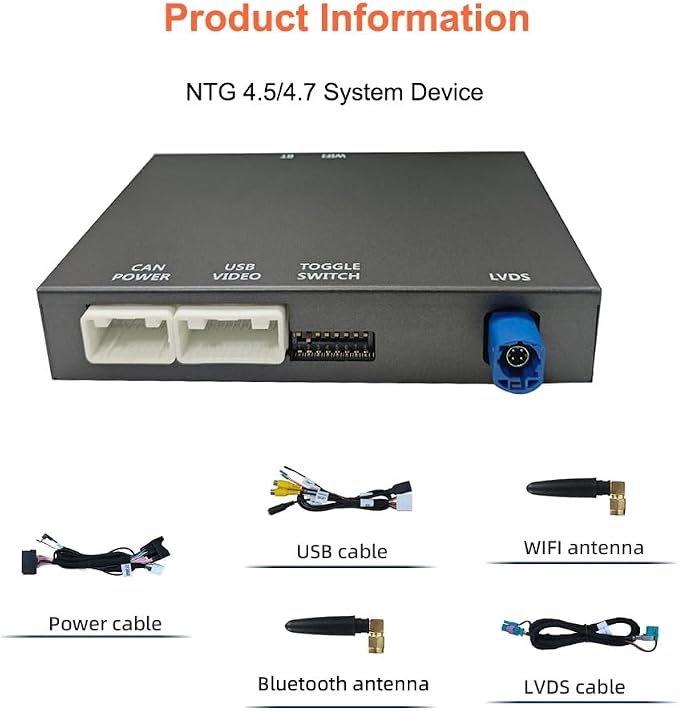 Wireless Carplay/Android Auto Adapter for Mercedes-Benz (2011-2015) NTG4.5/4.7 System Decoder Box Retains OEM Steering Wheel, Camera & Knob Control Compatible with A/B/C/E/GLK/GLA/ML/SLK