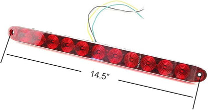 iJDMTOY 15-Inch Truck Trailer Tailgate Red LED ID Light Bar Compatible with Chevrolet Dodge Ford GMC Nissan Toyota etc, Functions as Tail Light, Brake Lamp & Turn Signal Lights, Dark Red Lens