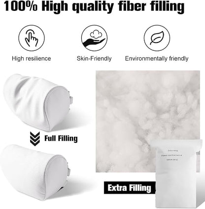 HOPON 2025 Upgrade Headrest Pillow for Tesla Model 3 Model Y with Adjustable Strap,Fits All Vehicles,Car Neck Pillow with Leather,for Head,Neck,Shoulders,Multipurpose,Car Accessories 1 Pack (White)