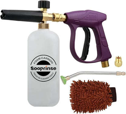 Sooprinse Foam Cannon Snow Foam Lance Nozzle Pressure Washer Jet Wash，Foam cannon lance kit with Pressure Washer Spray Gun,30 Degree Gutter Cleaner Wand with Nozzle Tip Attachment