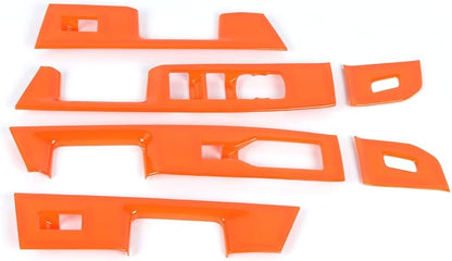 GZXinWei Interior Accessories for Ford F150 2021 2022 2023 2024 2025 2026 Door Window Control Switch Panel Trim Sticker Cover Decor Parts Orange