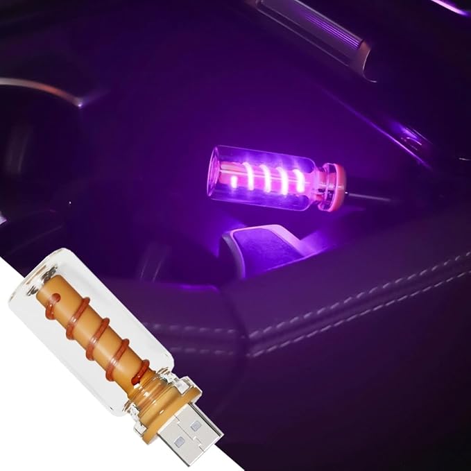 LED USB Touch Control Car Atmosphere Light, Portable Mini Glass Bottle Night Light for Vehicle Bedroom Camping Decoration - Purple