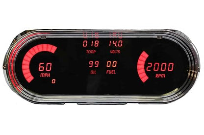 Intellitronix 1962-1965 Chevy Nova LED Digital Gauge Panel - Direct Fit Dash Replacement Cluster - Speedometer, Tachometer, Fuel, Oil, Temp & Volts - (Bezel Not Included) (Red)