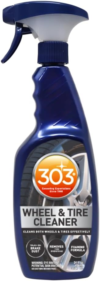303 Products Wheel and Tire Cleaner - Cleans Both Wheels and Tires Effectively - Tough on Brake Dust - Removes Tire Browning - Foaming Formula, 24 fl. oz.