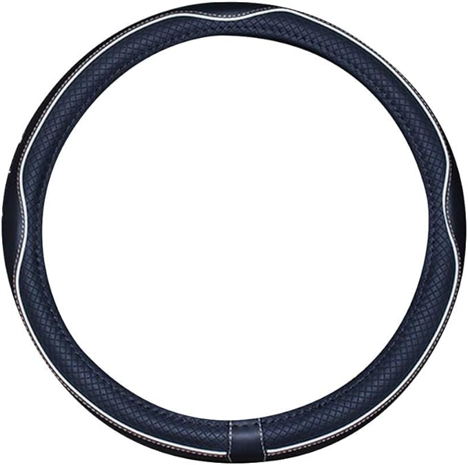 Mayco Bell Small Size Steering Wheel Cover Anti-Slip,Safety,Soft,Breathable,Durable,Full Surround,Comfortable Grip Microfiber Leather (14-14.25 inch, Black White)