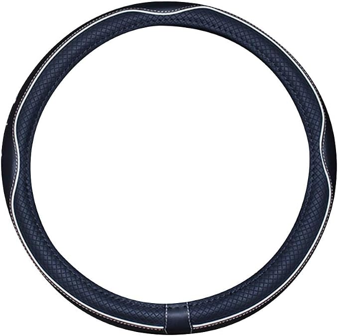 Mayco Bell Universal Standard Size Steering Wheel Cover Anti-Slip,Safety,Soft,Breathable,Durable,Full Surround,Comfortable Grip Microfiber Leather (14.5-15 inch,Black White)