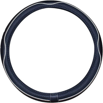Mayco Bell Universal Standard Size Steering Wheel Cover Anti-Slip,Safety,Soft,Breathable,Durable,Full Surround,Comfortable Grip Microfiber Leather (14.5-15 inch,Black White)