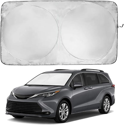 Windshield Sun Shade | Compatible for Toyota Sienna (2021–2026) | Certified 99.87% UVB & 99.02% UVA Car Sun Shade. Award Winning Sunshade - Patented Technology | Car Shades by Kinder Fluff