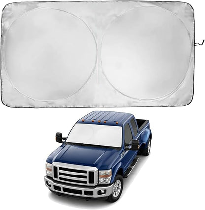 Windshield Sun Shade | Compatible for Ford F-250 F-350 Super Duty 2008-2016 | Certified 99.87% UVB & 99.02% UVA Car Sun Shade. Award Winning Sunshade - Patented Technology | Car Shades by Kinder Fluff