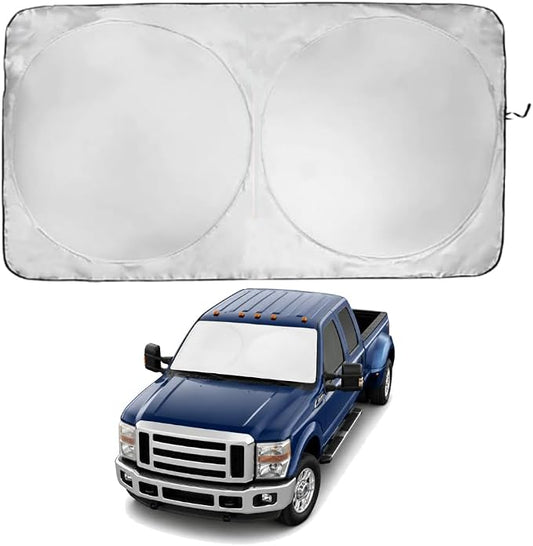 Windshield Sun Shade | Compatible for Ford F-250 F-350 Super Duty 2008-2016 | Certified 99.87% UVB & 99.02% UVA Car Sun Shade. Award Winning Sunshade - Patented Technology | Car Shades by Kinder Fluff