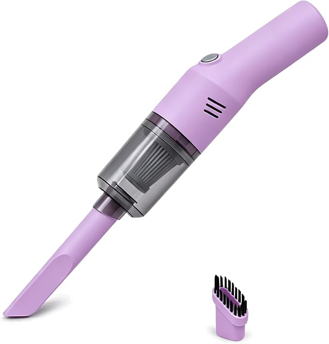 catsMeow Mini Handheld Vacuum Cordless, Lightweight Portable Vacuum Cleaner for Home, Car, Desk, Keyboard, Sofa and Crumbs, USB Rechargeable Small Vacuum with Washable Filter, Stylish Lavender Purple