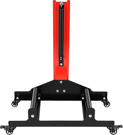 Rolling Wheel Detailing Stand, Tire Cleaning Stand with 3 Rollers and Casters, Steel Wheel Rim Cleaning Rack for Ceramic Coating, Tire Shine, Polishing Red