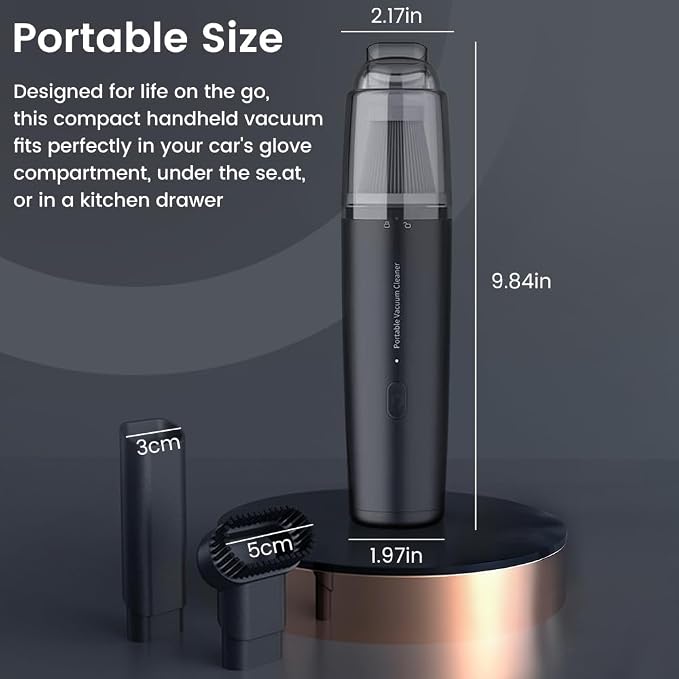 Cordless Handheld Vacuum, Powerful Suction 13000Pa & 0.64lbs Ultra-Lightweight, Portable Car and Home Vacuum for Pet Hair, Quick Type-C Charging