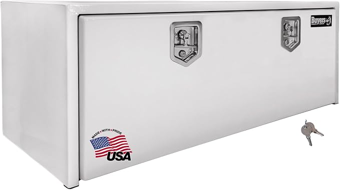 Buyers Products 1704415 White Steel Underbody Truck Tool Box, 24 x 24 x 60, Made in USA, 14 Ga Steel, Locking Stainless Latch, Weather-Resistant, Powder-Coated, Secure Storage for Work Trucks