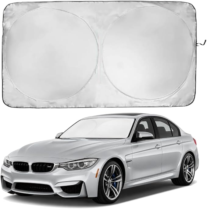 Windshield Sun Shade | Compatible for BMW 3 /F30/F31/F80/M3 2013-2018 | Certified 99.87% UVB & 99.02% UVA Car Sun Shade. Award Winning Sunshade - Patented Technology | Car Shades by Kinder Fluff