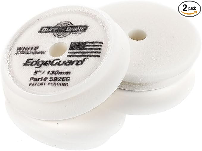 Buff and Shine - EdgeGuard Foam Buffing Pads - White - 5" Polishing and Finishing Pad - Pack of 2