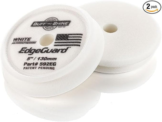 Buff and Shine - EdgeGuard Foam Buffing Pads - White - 5" Polishing and Finishing Pad - Pack of 2