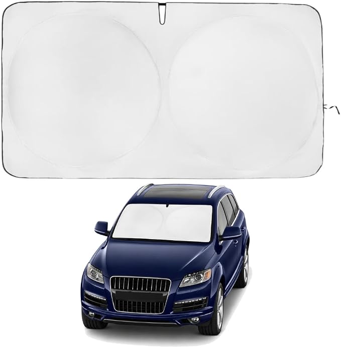 Windshield Sun Shade | Compatible for Audi Q7 (2007-2015) | Certified 99.87% UVB & 99.02% UVA Car Sun Shade. Award Winning Sunshade - Patented Technology | Car Shades by Kinder Fluff